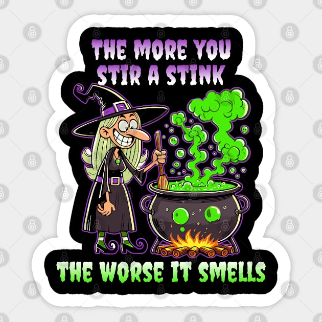 Fun Witchy Halloween Stinky Cauldron Design Sticker by Luxinda